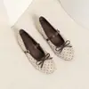 Shallow Mouth Korean Style 4cm Hidden Heel Mary Janes Bow Autumn Ballet Flats Plus Size Lightweight 2026