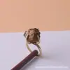 Anillo Ajustable de Piedra Preciosa Cristalina Curativa Europeo y Americano Anillo de Garra Irregular Chapado en Oro Joyería Anillo