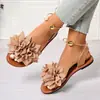 Sandalias Planas Florales de Verano 2026 Nuevo Modelo Comercio Exterior Europeo y Americano Ligeras Talla Grande Perla Deslizables Sandalias de Playa para Mujer