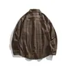 Ropa Vintage Yidao Otoño 2026 Nuevo Camisa de Manga Larga a Cuadros Bloque de Color Retro Americano para Hombre, Corte Holgado, Estilo Old Money
