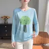 Top de Temporada Cruzada Principios de Otoño Diario de Aventura 2026 Nuevo Estilo de Otoño Ambiente Perezoso Chica Celestial Cuello Redondo Sencillo Manga Larga Camiseta