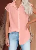 Camisa de Verão Amazon 2026 Tiktok Comércio Exterior Transfronteiriço Feminina de Botão Único Manga Curta Estilo Solto