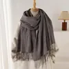 Bufanda de Imitación Cachemir con Patrón de Espiga y Borlas Otoño e Invierno Chal de Alta Gama Bufanda de Moda y Versátil Cálida para Mujer