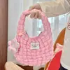 Bolso Tote Acolchado Fresco y Sencillo con Lindo Esquema de Colores Dopamina para Estudiantes, Bolso de Mano para el Trabajo, Bolsa de Compras Simple Acolchada