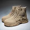 Botas Martin Masculinas de Cano Alto Espessadas para Outono e Inverno com Cadarços, Estilo Camuflado Retrô, Botas Masculinas para Segurança no Trabalho e Uso Diário na Cidade
