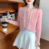 Nuevo cárdigan de encaje tejido de punto para primavera y otoño estilo socialité pequeño abrigo superior para mujer