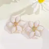 Brincos de Flor com Gotejamento de Óleo Moda Transfronteiriça Europeia e Americana para Mulheres, Elegantes, de Alta Qualidade, Simples, Brincos e Brincos S925 Atacado