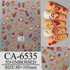 Pequeñas pegatinas adhesivas impermeables de relieve tridimensional 5D, patrón pequeño de dibujos animados, pegatinas decorativas para uñas, pegatinas para uñas de estilo nacional