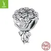 Yinziyun Original Pulsera de Ramo de Moño de Plata de Ley S925 con Cuentas Flor Romántica Cuentas DIY Accesorios de Joyería