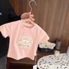 Estilo Coreano Bebê Menina 2025 Verão Falso Duas Peças Renda Estilo Coreano Manga Curta Bebê Menina Verão Blusa Combina com Tudo