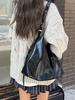 2026 Novo Estilo Bolsa Tote Grande de Couro Macio Preto para o Dia a Dia Casual Bolsa Feminina Estilo Coreano Moda Bolsas de Ombro Transversais Grandes