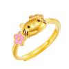 Anillo de oro con arena de Vietnam con dibujos animados de gato y k-t de Japón y Corea del Sur, joyería con pegamento chapado en oro, joyería para niñas