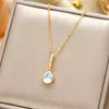 Collar de acero de titanio de lujo y ligero para mujer, colgante de circonitas exquisito, sencillo y combinable, cadena de clavícula de celebridades de Internet, joyería de alta calidad.