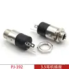 Conector de Fone de Ouvido 3,5mm PJ-392 Vertical Estéreo de 3 Seções com Rosca e Porca Soquete de Áudio