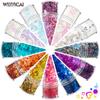 Láser transfronterizo estrella de cinco puntas corazón de melocotón mixto 12 colores lentejuelas para uñas esmalte de uñas cubierta de goma joyería para uñas pegatinas para uñas
