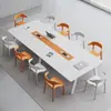 Mesa de conferencias, mesa larga, juego de mesa y sillas modernas simples para sala de conferencias, mesa pequeña para discusión y capacitación, escritorio largo para lectura y oficina