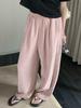 Pantalones rectos arrugados Yamamoto pantalones casuales de pierna ancha para mujer verano finos holgados verticales pantalones rectos blancos al por mayor