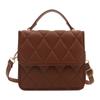 Bolso Pequeño Cuadrado Repujado a Cuadros de Color Sólido Nuevo para Mujer Primavera Temprana 2024 Bolso de Hombro Cruzado Simple de Moda para Viajar
