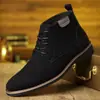 Botines Clásicos de Tobillo para Hombre Estilo Británico Negro Mate Transfronterizos - Aspecto Retro Casual, Goma Antideslizante Duradera