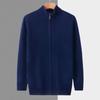 Moda de lujo ligero cárdigan con cremallera de lana pura moda business ligera engrosado cálido cuello alto medio camisa básica suéter con solapa