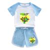 Roupas de verão masculinas terno 2023 novas roupas infantis contrastam roupas de cores frias bonito puro algodão roupas esportivas infantis de verão