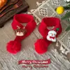 Bufanda de Peluche de Gato de Año Nuevo Perro Lindo Alce Accesorios para Mascotas Perro Pequeño y Mediano Bufanda Roja Venta al por Mayor Transfronteriza
