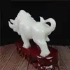 Ornamentos de gado de mármore branco jade branco jade natural, decoração de mesa para casa e escritório, presentes artesanais