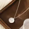 Collar Cruzado Plata de Ley 925 Redondo Colgante de Marca para Mujer Cadena de Cuello con Diseño de Brújula Cadena Personalizada Apilada para Clavícula
