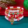 Europeu e Americano Transfronteiriço Natal Nova Moda Design de Cor Contrastante Árvore de Natal Boneco de Neve Velho Cerâmica Macia Conjunto de Pulseiras de Contas