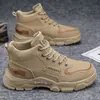 Zapatos de otoño para hombre, nuevas botas Martin, zapatos de trabajo de caña alta, antideslizantes, de suela gruesa y a la moda para todo tipo de combinaciones, botas cortas para hombre, zapatos de protección laboral