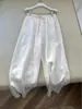 Pantalones Blancos de Algodón y Lino para Mujer, Estilo Delgado de Verano, Estilo Perezoso Japonés, Pantalones Casuales Rectos de Caída Larga, Pantalones de Lino de Pierna Ancha
