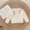 Nuevo Suéter para Niña 100% Algodón Puro Bordado Cárdigan para Niña con Bolsillos Otoño Estilo Dulce Ropa para Bebé