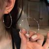 Pendientes de aro liso exagerados europeos y americanos de aguja de plata S925 para mujer, pendientes de alta gama que adelgazan el rostro redondo, pendientes de moda con personalidad que combinan con todo