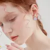 Pendientes Vintage de Encaje Morado Estilo Francés con Diamantes, Diseño Sencillo, Lujo Ligero, Temperamento Suave, Sensación de Alta Gama, Pendientes Versátiles