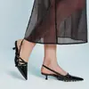 Nuevas Sandalias Negras de Punta Cerrada para Mujer de Verano, Punta Fina, Tacón Delgado, de Moda y Versátiles, con una Sola Correa, Tacones Altos