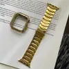 Adequado para Apple iwatch7654321SE pulseira de relógio pulseira de relógio de aço inoxidável + capa padrão dente metal s8 pulseira de relógio