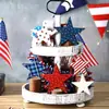 Decoraciones de Escritorio de Venta Caliente para el Día de la Independencia Estadounidense, Recuerdos en Forma de Estrella, Productos de Madera de Estrella de Cinco Puntas, Bestsellers Transfronterizos