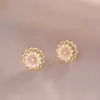 Collar para Mujer, Estilo Influencer Transfronterizo Flor de Girasol Circonita Giratorio Conjunto de Tres Piezas Decoración Collar de Acero de Titanio