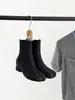 Versión de piel de oveja~Botas de media caña sin cordones con tacón grueso y punta redonda, estilo minimalista francés, nuevas botas de moda para otoño e invierno 2026, botas de jinete