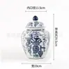 Porcelana Azul y Blanca Patrón de Flores y Hojas Octagonal Tarro General para Snacks Dulces Tarro de Té Cerámica Florero Botella de Porcelana Adornos Decorativos de Escritorio