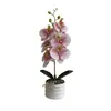 Gran Adorno de Bonsái de Orquídea Phalaenopsis de 6 Flores Decoración Artificial de Flores para el Hogar Accesorio para Fotografía de Bodas Planta Artificial de Flores