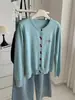 Cárdigan de Punto Retro Estilo Coreano con Doble Botón y Cuello Redondo para Mujer Estilo Principios de Otoño 2026 Suéter Abrigo Delgado de Lana con Bordado de Letras Frescas