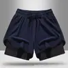Shorts Esportivos Fitness Transfronteiriços Calças de Corrida Masculinas Forro Interno Falso Duas Peças Treinamento Anti-Exposição Três Pontos Natação Basquete Casual