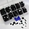 Ojos de plástico plano negro para oso de peluche hecho a mano, nariz, parche decorativo para disfraz, 4-12 mm