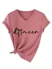 Amazon eBay sitio independiente casual simple elegante mujer dncer lazo cuello en V manga corta camiseta camisa base