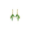 Pendientes vintage de hoja de bambú verde con hebilla para las orejas, 2024, nuevos, personalizados, con incrustaciones de diamantes, diseño sencillo de estilo nacional.