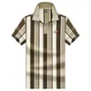 Camiseta de Manga Corta Rayada con Cremallera Bordada para Hombre, Estilo Business Casual Holgado, Selección Diaria para el Trabajo P