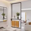 Tela Meia-Parede de Banheiro Estilo Cream de Luxo Leve com Divisória de Vidro Ondulado para Áreas Úmidas e Secas, Prateleira para Lavatório