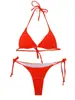 Fábrica de origen 2025 nuevo bikini sexy fluorescente sin espalda bikini de tres puntos europeo y americano traje de baño de dos piezas para mujer