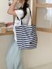[Espessado em estoque] Bolsa de lona listrada 2024 Novo estilo coreano Ins Tote Bolsa casual Bolsa de ombro